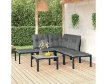 vidaXL 6 Piece Garden Lounge Set Black and Grey Poly Rattan