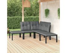 vidaXL 5 Piece Garden Lounge Set Black and Grey Poly Rattan