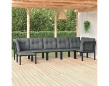 vidaXL 7 Piece Garden Lounge Set Black and Grey Poly Rattan