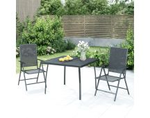 vidaXL 3 Piece Garden Dining Set Anthracite Steel