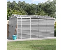 vidaXL Garden Shed Light Grey 191x385x198 cm Galvanised Steel