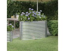 vidaXL Garden Raised Bed Powder-Coated Steel 114x40x68 cm Silver