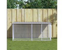 vidaXL Chicken Cage with Roof Light Grey 203x98x90 cm Galvanised Steel