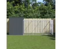 vidaXL Dog House with Run Anthracite 214x457x181 cm Galvanised Steel