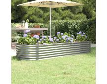 vidaXL Garden Raised Bed Powder-Coated Steel 224x80x36 cm Silver