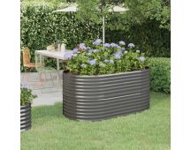 vidaXL Garden Raised Bed Powder-Coated Steel 152x80x68 cm Grey