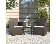 vidaXL 3 Piece Outdoor Sofa Set with Cushions Black Poly Rattan