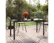 vidaXL Garden Dining Table Black 160x80x74cm Steel and Tempered Glass