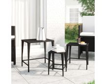 vidaXL Nesting Tables 3 pcs Black Poly Rattan