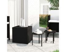 vidaXL Side Tables 3 pcs Black Poly Rattan