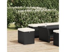 vidaXL Ottoman with Cushion Black 40x30x40 cm Poly Rattan