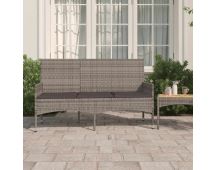 vidaXL 3-Seater Garden Bench with Cushions Grey Poly Rattan