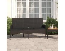 vidaXL 3-Seater Garden Bench with Cushions Black Poly Rattan