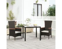 vidaXL Garden Chairs with Cushions 2 pcs Poly Rattan Black