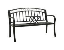 vidaXL Garden Bench with Table Black 120 cm Steel