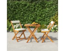 vidaXL 3 Piece Folding Bistro Set with Cushions Solid Wood Acacia