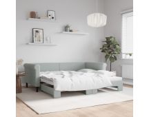 vidaXL Daybed with Trundle Light Grey 90x190 cm Velvet