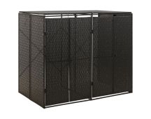 vidaXL Double Wheelie Bin Shed Black 140x80x117 cm Poly Rattan