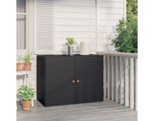 vidaXL Garden Storage Cabinet Black 100x55.5x80 cm Poly Rattan