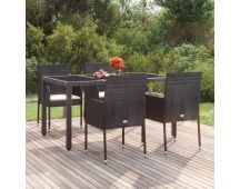 vidaXL Garden Chairs with Cushions 4 pcs Poly Rattan Black