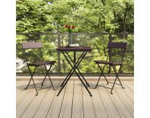 vidaXL Folding Bistro Chairs 2 pcs Brown Poly Rattan and Steel