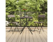 vidaXL 3 Piece Folding Bistro Set Grey Poly Rattan