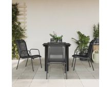 vidaXL 5 Piece Garden Dining Set Black Steel and Textilene