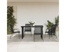 vidaXL 5 Piece Garden Dining Set Black Steel and Textilene