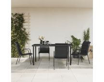 vidaXL 5 Piece Garden Dining Set Black Steel and Textilene