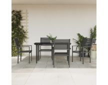 vidaXL 5 Piece Garden Dining Set Black Steel and Textilene