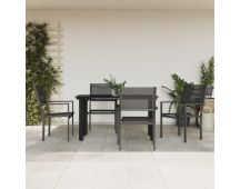 vidaXL 5 Piece Garden Dining Set Black Steel and Textilene