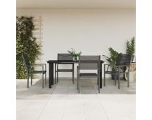 vidaXL 5 Piece Garden Dining Set Black Steel and Textilene