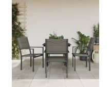 vidaXL 5 Piece Garden Dining Set Black Steel and Textilene