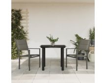 vidaXL 3 Piece Garden Dining Set Black Steel and Textilene