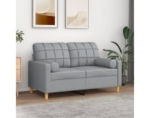 vidaXL 2-Seater Sofa with Throw Pillows Light Grey 120 cm Fabric