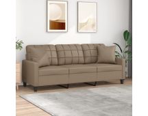 vidaXL 3-Seater Sofa with Throw Pillows Cappuccino 180 cm Faux Leather