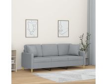 vidaXL 3-Seater Sofa with Throw Pillows Light Grey 180 cm Fabric