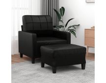 vidaXL Sofa Chair with Footstool Black 60 cm Faux Leather