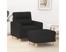 vidaXL Sofa Chair with Footstool Black 60 cm Fabric