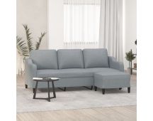 vidaXL 3-Seater Sofa with Footstool Light Grey 180 cm Fabric