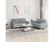 vidaXL 2 Piece Sofa Set with Cushions Light Grey Fabric