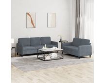 vidaXL 2 Piece Sofa Set Dark Grey Velvet