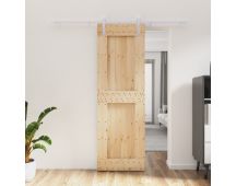 vidaXL Sliding Door with Hardware Set 70x210 cm Solid Wood Pine