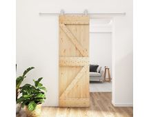 vidaXL Sliding Door with Hardware Set 70x210 cm Solid Wood Pine