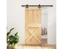 vidaXL Sliding Door with Hardware Set 90x210 cm Solid Wood Pine