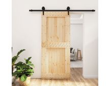 vidaXL Sliding Door with Hardware Set 90x210 cm Solid Wood Pine