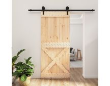 vidaXL Sliding Door with Hardware Set 90x210 cm Solid Wood Pine