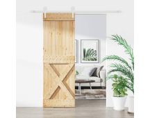 vidaXL Sliding Door with Hardware Set 80x210 cm Solid Wood Pine