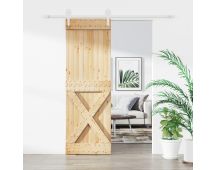 vidaXL Sliding Door with Hardware Set 70x210 cm Solid Wood Pine