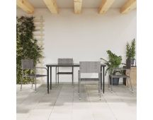 vidaXL 5 Piece Garden Dining Set Grey and Black Poly Rattan and Steel